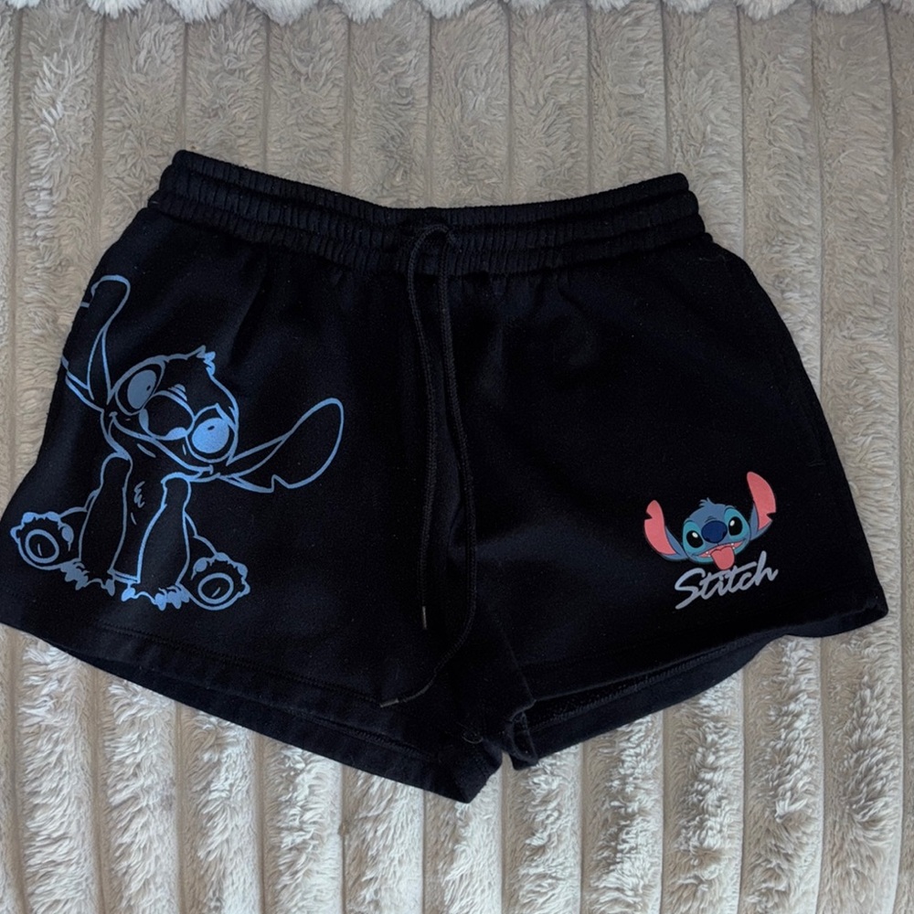 Stitch Black Lounge Shorts with Character Print size Small :)